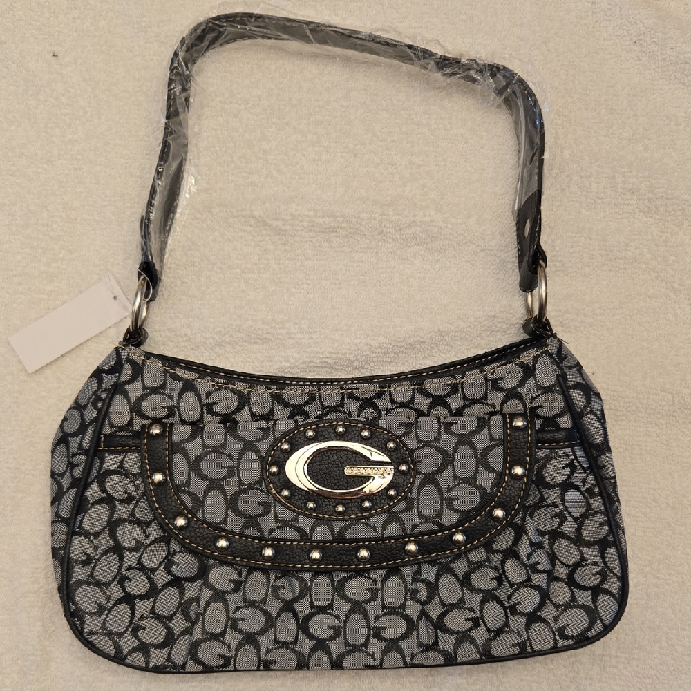 Gray/Black Patterned Handbag
